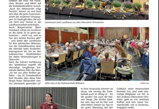 Erntedankfest Aller Landfrauen aus Obersulm